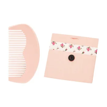 Tujia Compact And Portable Moon Comb Pink Peachwood Comb Massage Shunfa