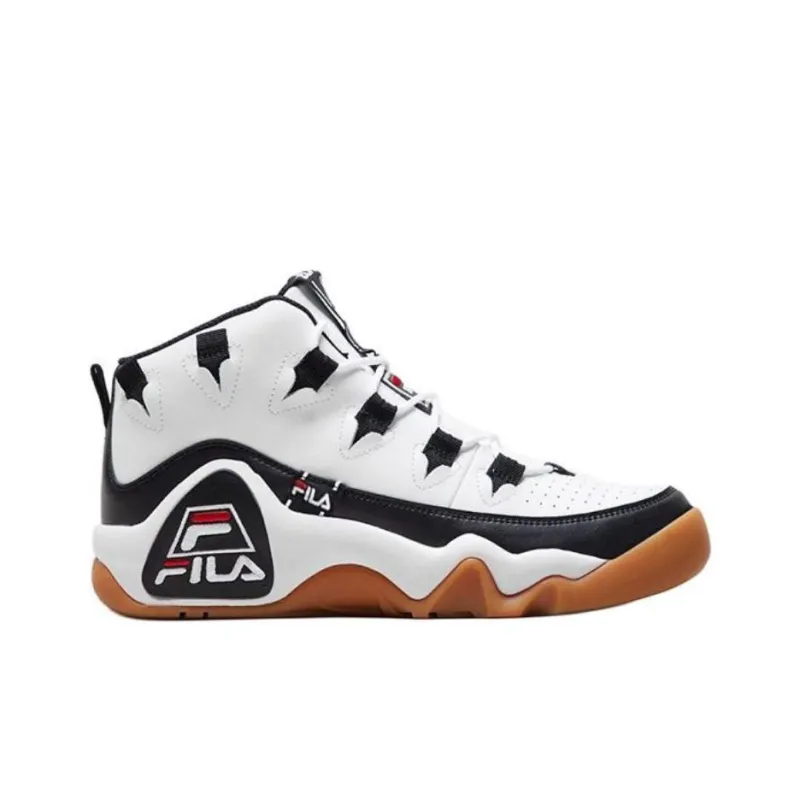 FILA Grant Hill 1 Anti Slip Wear Resistant High Top Vintage Basketball Shoes Men's White Black-1