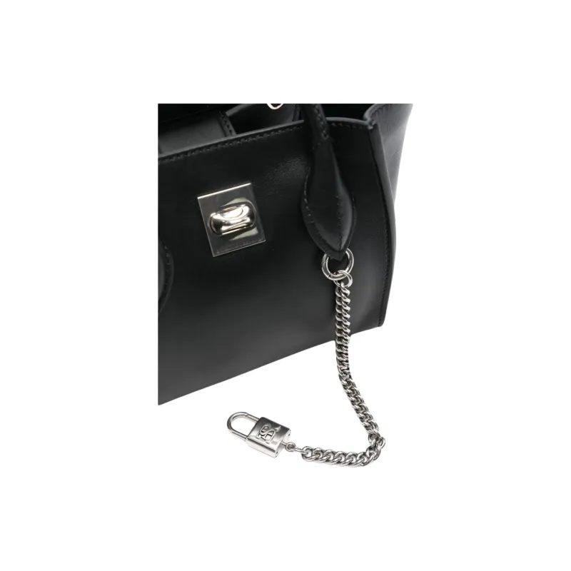 ERMANNO SCERVINO Calfskin Tote Bag, Shopping Bag, Shoulder Bag, Crossbody Bag, Handbag Mini Women's Black-3