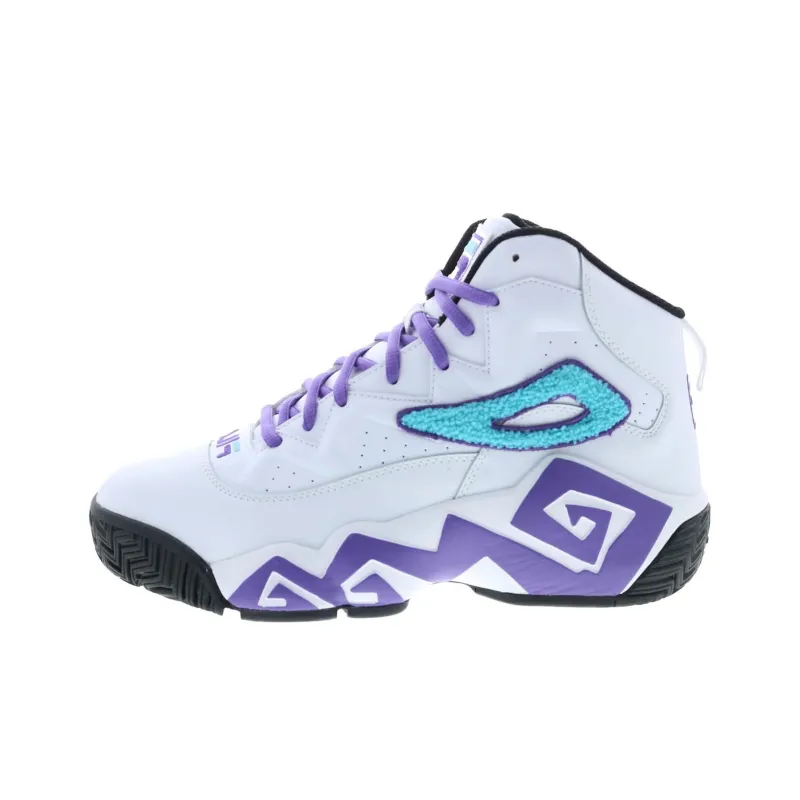 FILA MB Cushioned Slip Resistant Abrasion Resistant Mid Top Basketball Shoes Men's White-0