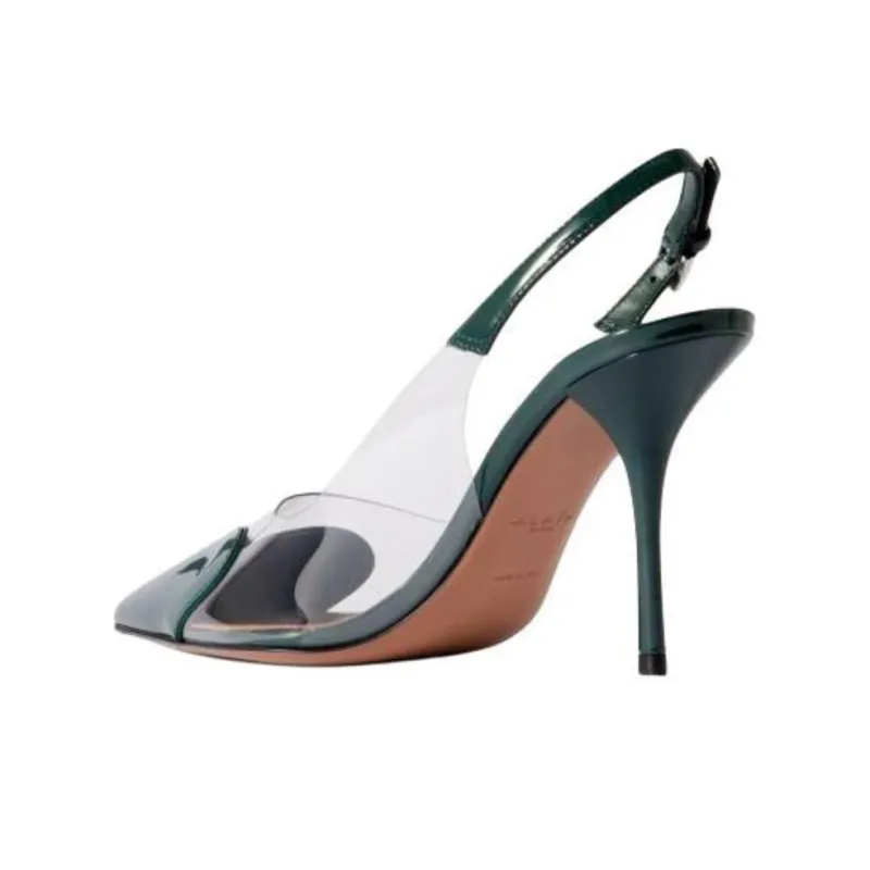 Alaia Le Coeur Slim Heel High Heels 10cm Women's Dark Green-3