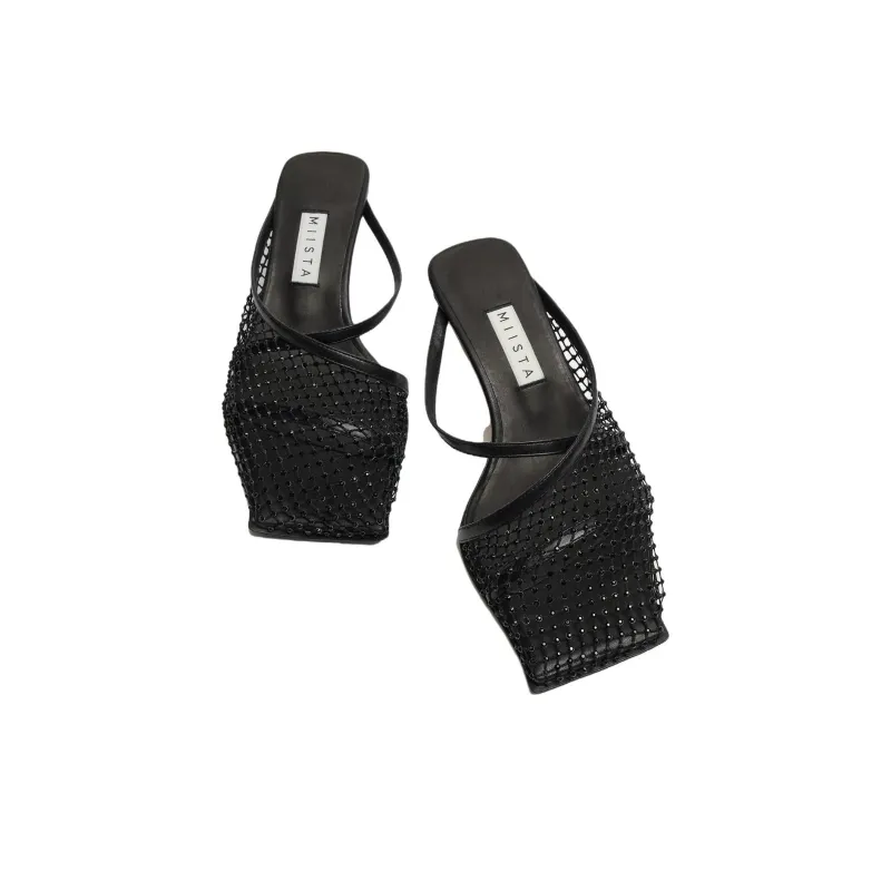MIISTA Closed Toe Slippers 5cm Women's Black-3