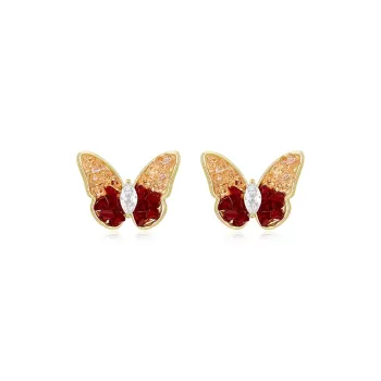 HMZ Faux Crystal Alloy Earrings Women's Red