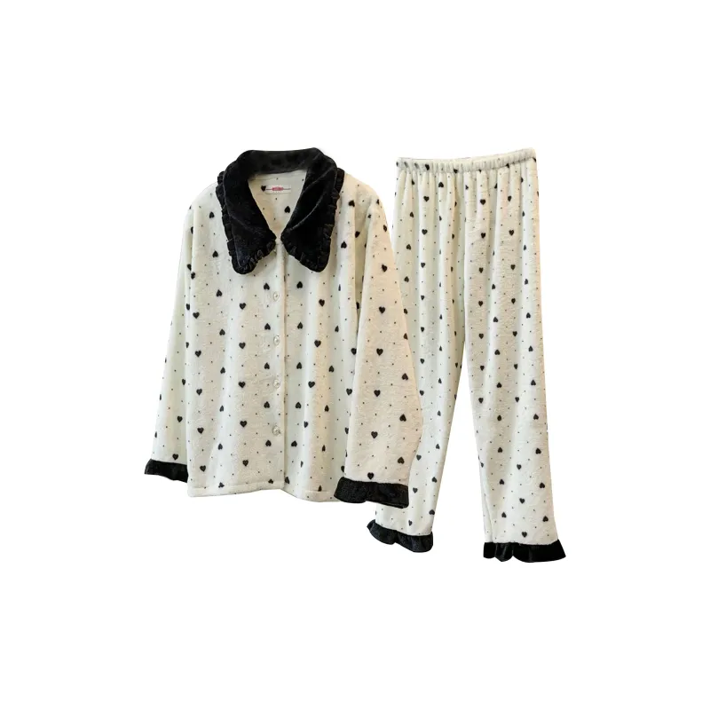 OEING Pajama Set Women's Black White-0