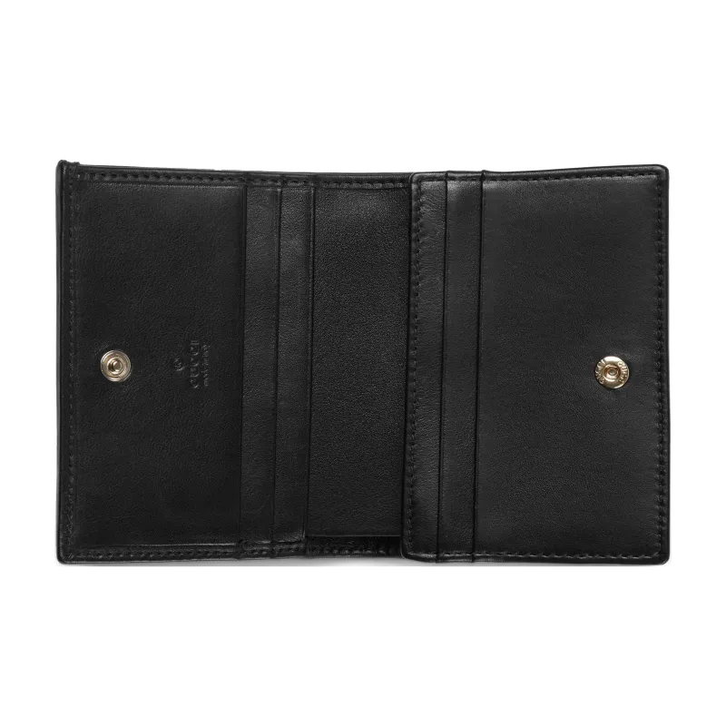 GUCCI Horsebit Fabric Card Holder Women's Beige & Dark Brown-5