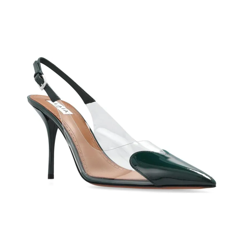 Alaia Le Coeur Slim Heel High Heels 10cm Women's Dark Green-2