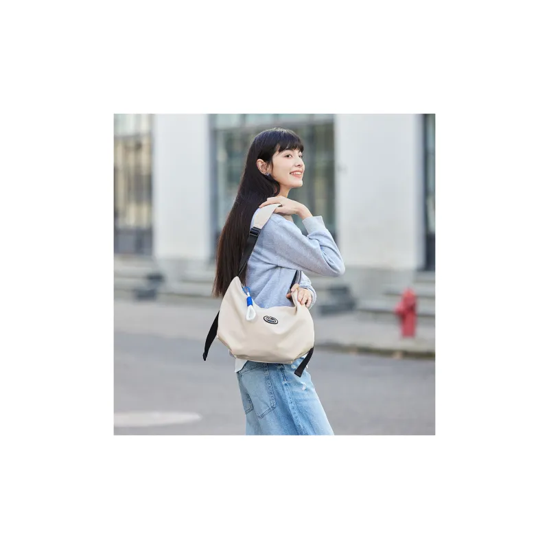 SEM/R Polyester Dumpling Bag Crossbody Bag Medium Size Unisex Milky White Fantasy Pink Black-9