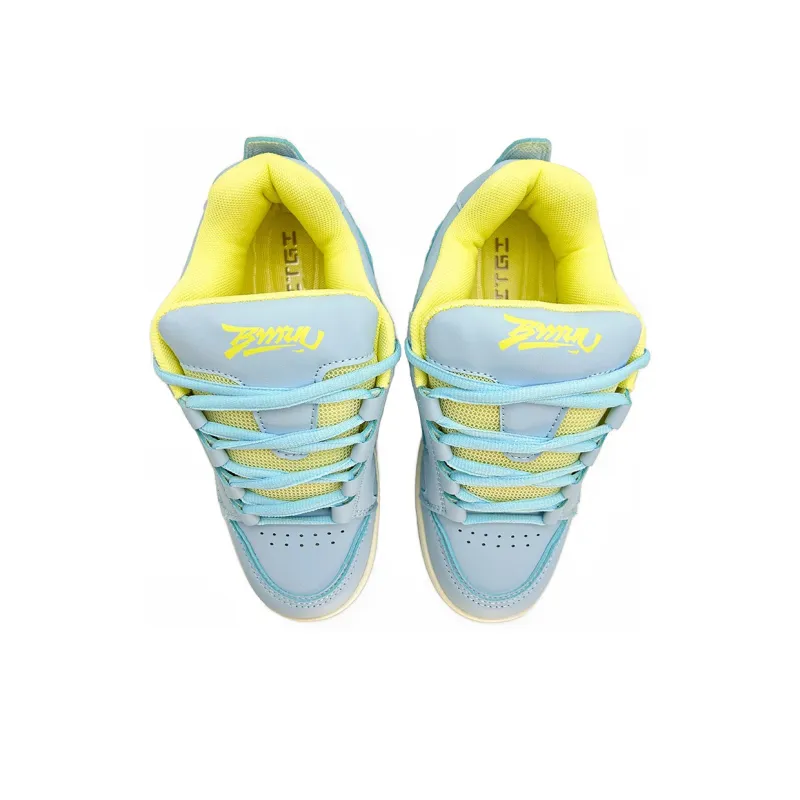 ITGI Anti Slip And Wear Resistant Coverage Low Top Skateboard Shoes Unisex Blue Yellow-3