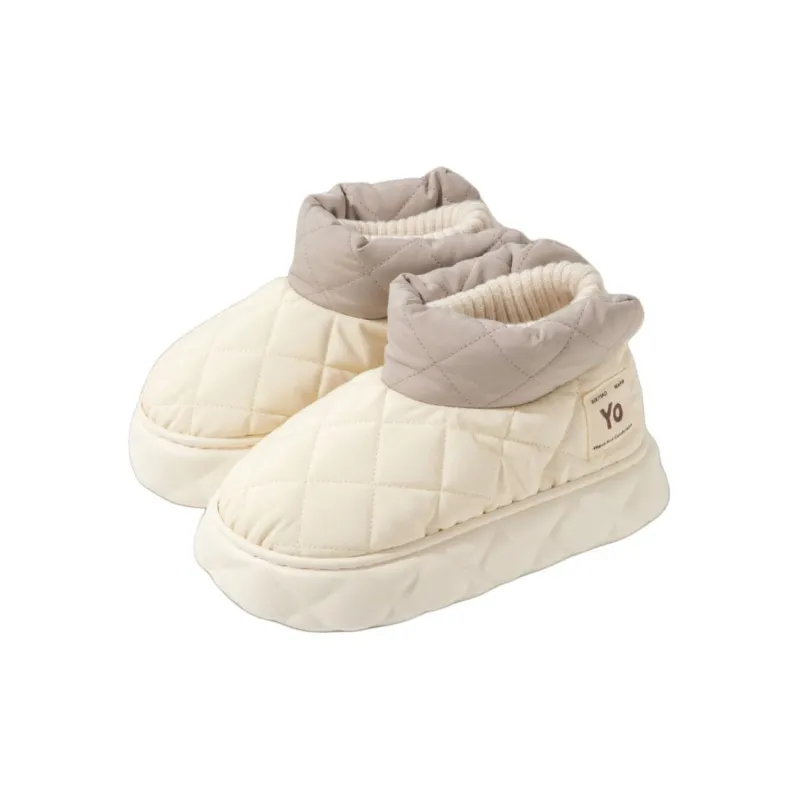 ECAC Snow Boots Winter Platform Water Resistant Cloth Shoes Home Slippers Warm Padded Shoes-2
