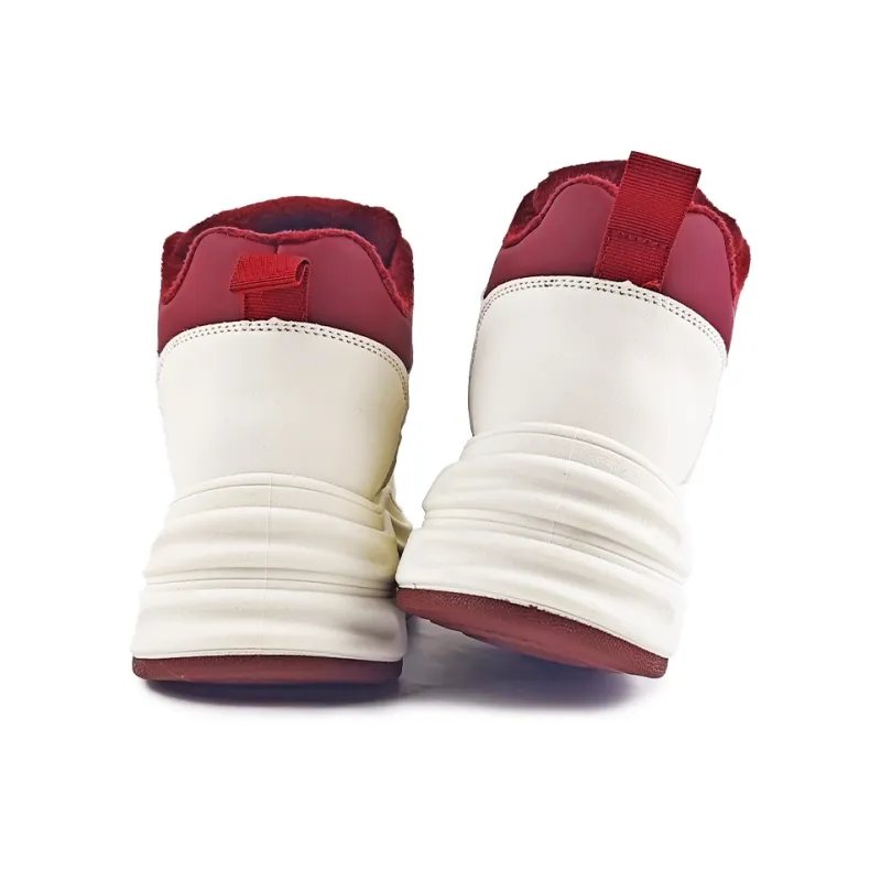 La Chapelle Skateboard Shoes Women's High Top Beige Red-5