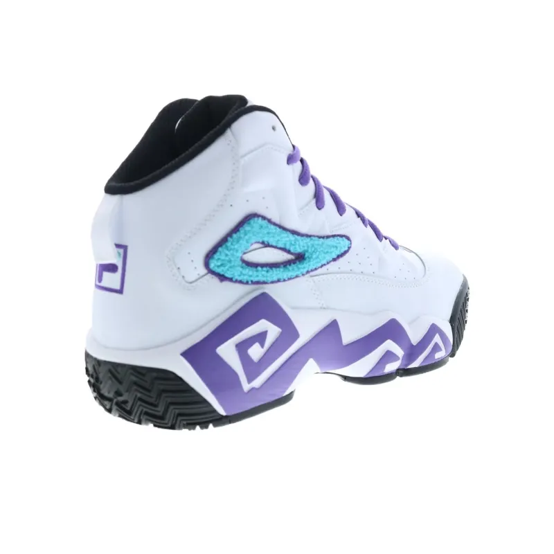 FILA MB Cushioned Slip Resistant Abrasion Resistant Mid Top Basketball Shoes Men's White-5