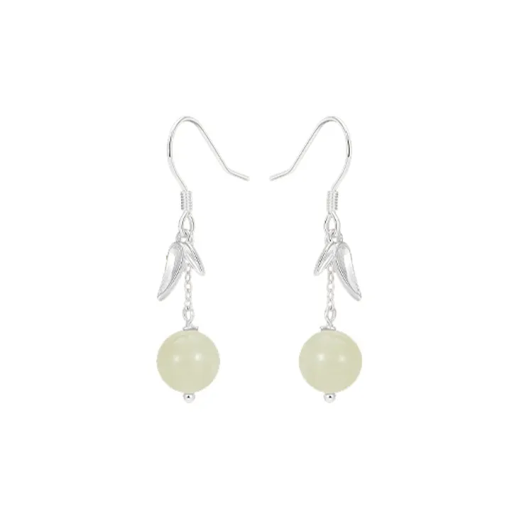 CHINA GOLD Hetian Jade Earrings White Jade/Pale Greenish White Jade Women's-0
