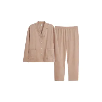 Sha Qian Pajama Set Women's Milk Tea Beige