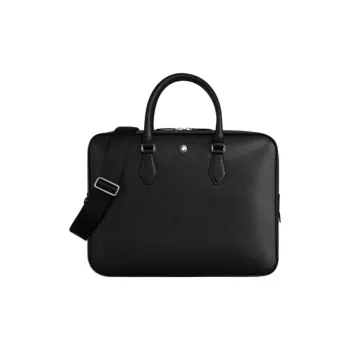 MONTBLANC Cow Leather Briefcase, Shoulder Bag, Crossbody Bag, Handbag Medium Size Men's Black