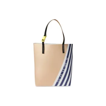 MARNI Logo Printed Striped Tote Bag