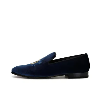 Billionaire Crest-motif Velvet Loafers