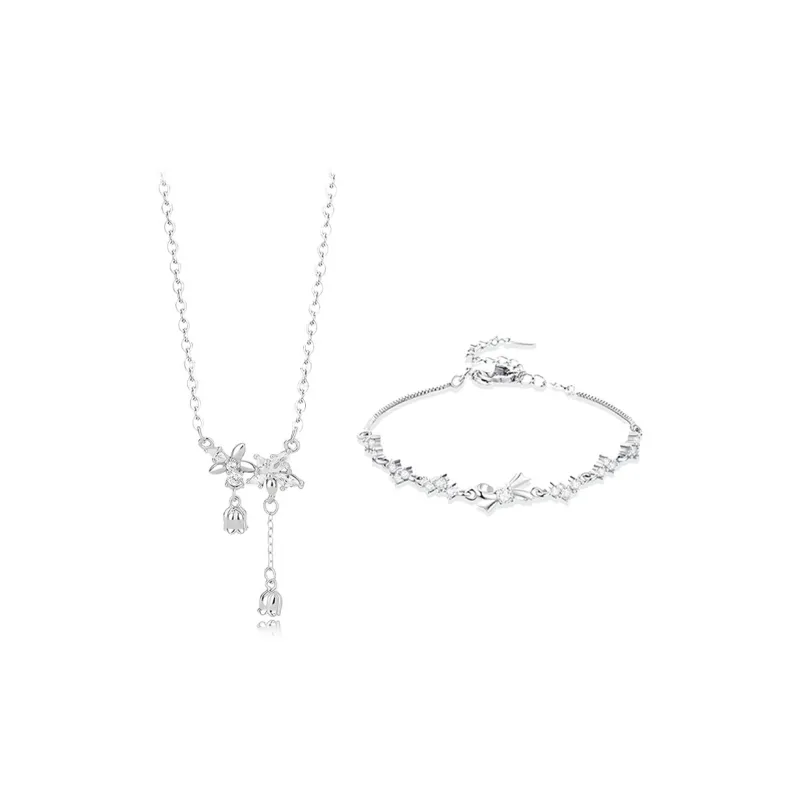 COPI S999 Fine Silver/Zircon Necklaces Unisex-5