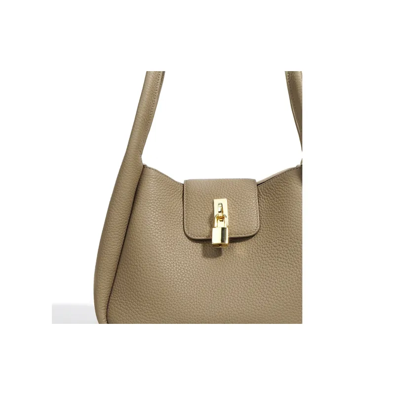 NIUMJ Top Grain Cow Leather Shoulder Bag Crossbody Bag Handbag Regular Women's Elephant Gray/Amber Gold/Midnight Blue-2
