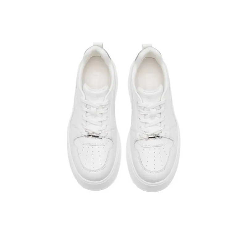 Staccato Thick Cheese Low Top Platform Skateboard Shoes Women's White-4
