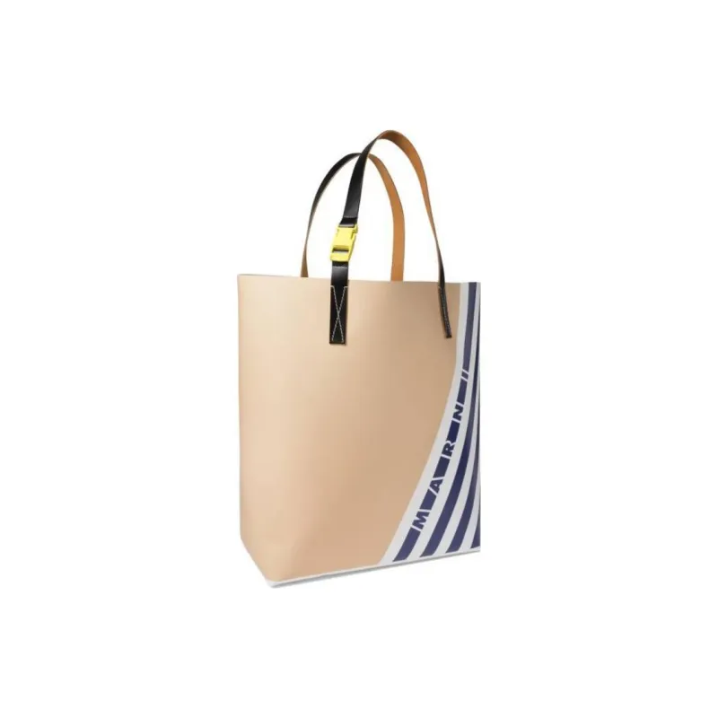 MARNI Logo Printed Striped Tote Bag-1