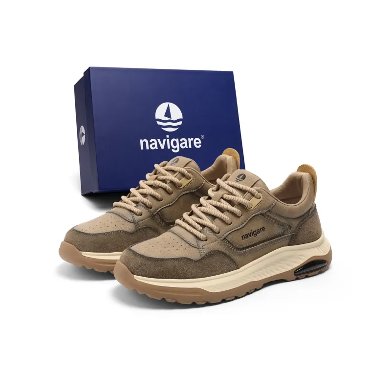 NAVIGARE Small Sailboats Height Increasing Low Top Casual Shoes Men's Khaki-1