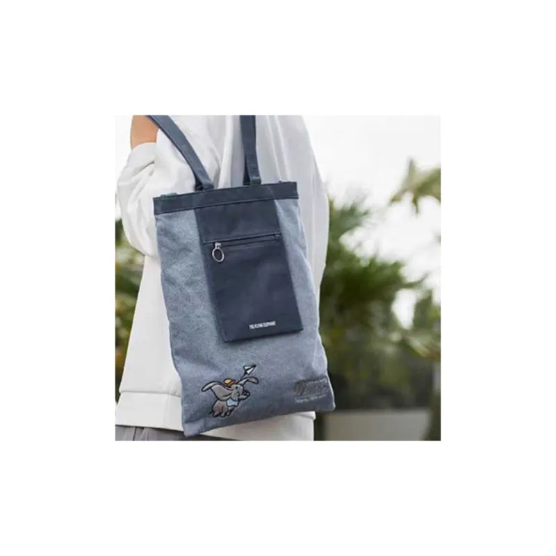 LiNing Disney Co branded Polyurethane Knitted Fabric One Shoulder Handbags Regular Unisex Denim Blue-3
