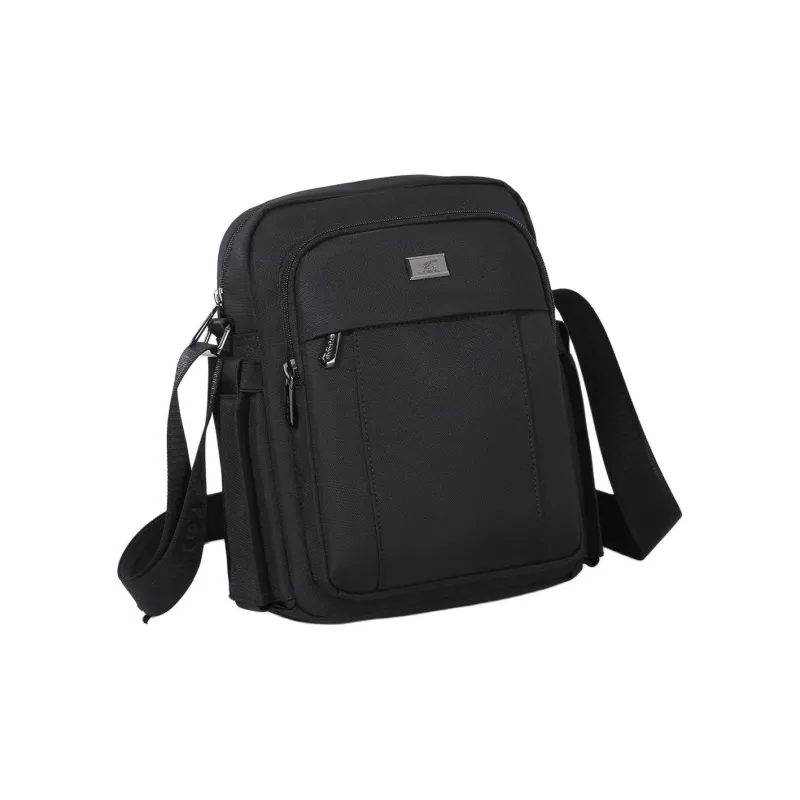 SEPTWOLVES Fabric Shoulder Bag, Crossbody Bag Large Size Men's Black-1
