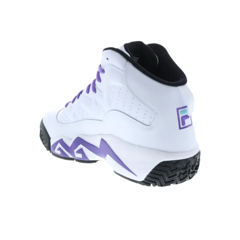 FILA MB Cushioned Slip Resistant Abrasion Resistant Mid Top Basketball Shoes Men's White-4