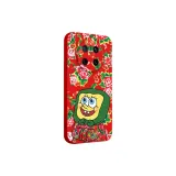 China Red-Sponge Floral Cotton Jacket