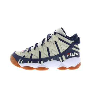 FILA Stackhouse Spaghetti Anti Slip Wear Resistant Mid Top Basketball Shoes Men's Beige Blue