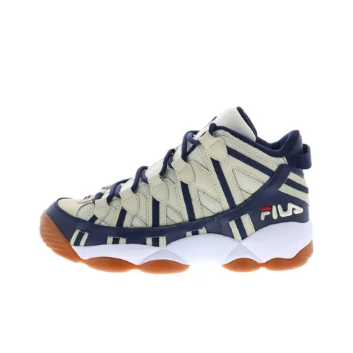 FILA Stackhouse Spaghetti Anti Slip Wear Resistant Mid Top Basketball Shoes Men's Beige Blue
