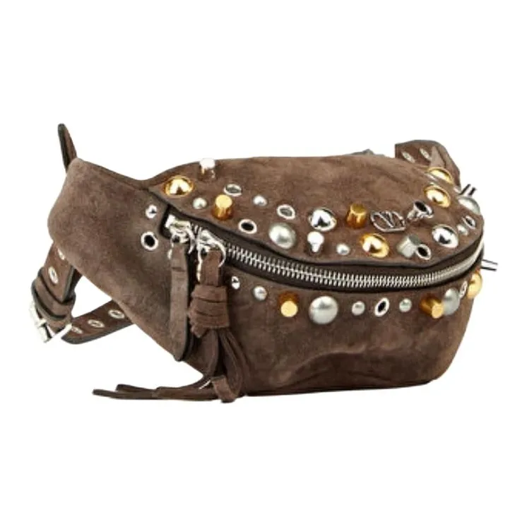 Valentino Cow Leather Fanny Pack Women's Dark Brown-1