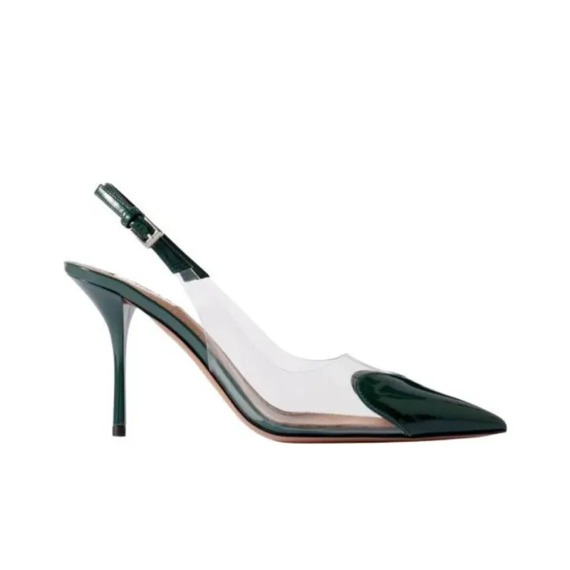 Alaia Le Coeur Slim Heel High Heels 10cm Women's Dark Green-1