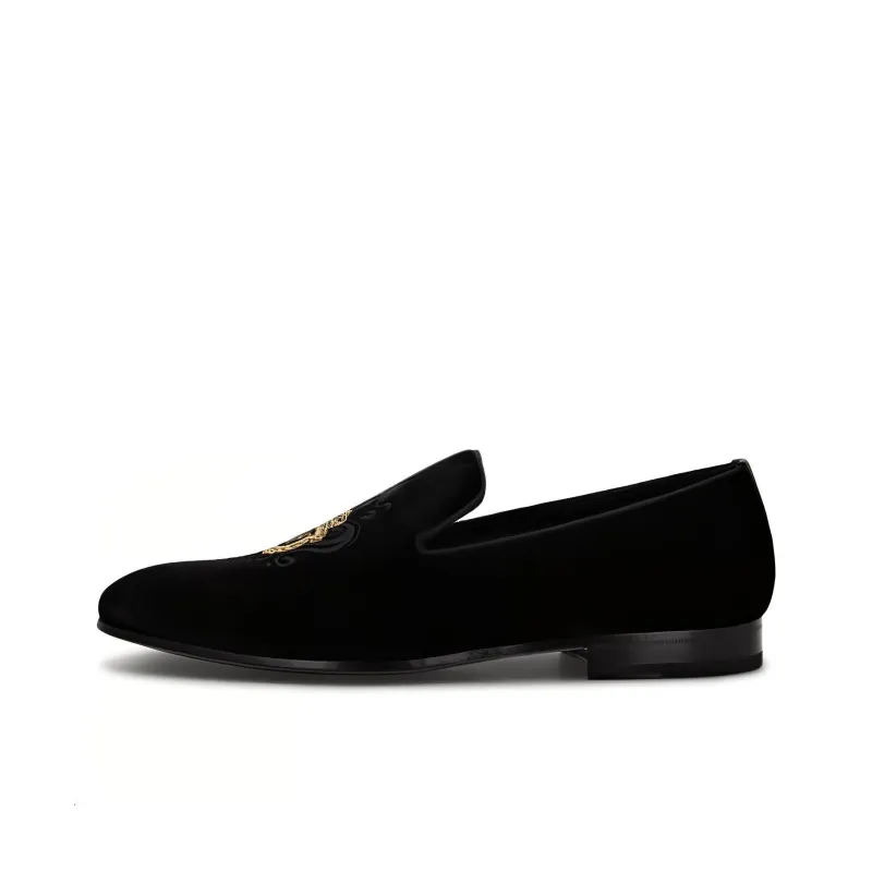 Billionaire Crest-motif Velvet Loafers-0