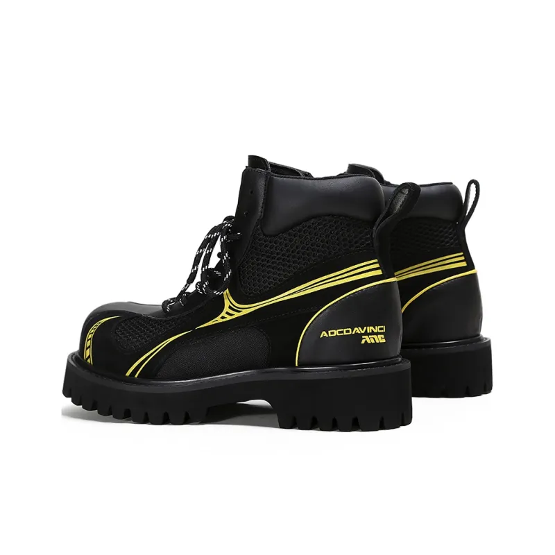 ADCDAVINCI Functional Wind Series Short Mid Calf Martin Boot Unisex Black Yellow-3