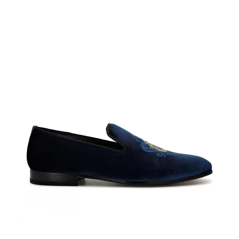Billionaire Crest-motif Velvet Loafers-1