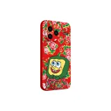 China Red-Sponge Floral Cotton Jacket
