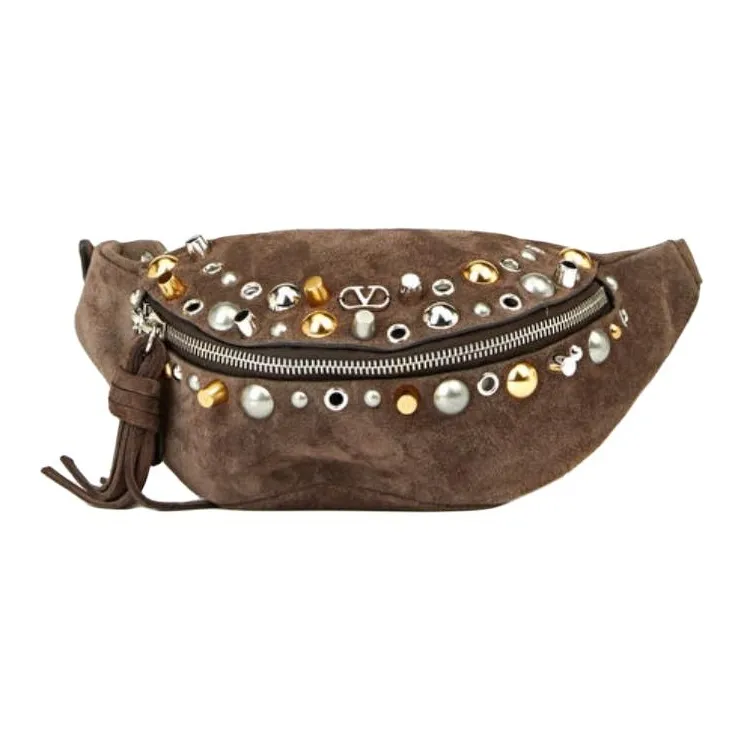 Valentino Cow Leather Fanny Pack Women's Dark Brown-0