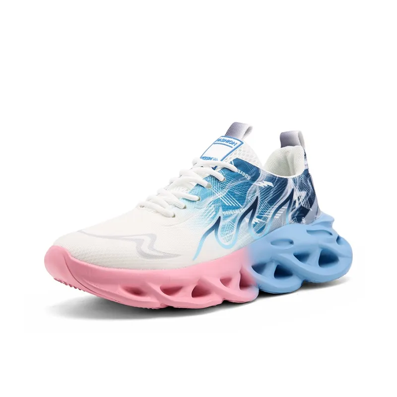 Meiretu Cushioning, Slip Resistant, Impact Resistant Low Top Casual Shoes Men's Pink Blue-1