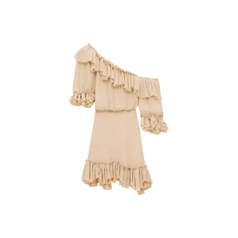 SAINT LAURENT Ruffled One-Shoulder Dress-1