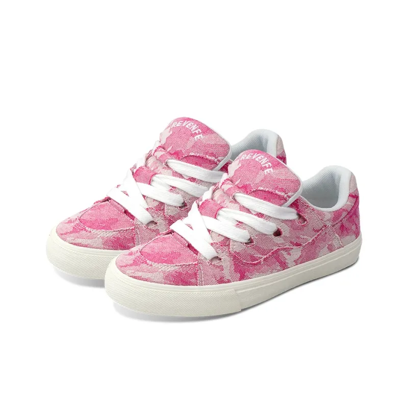 REVENFEXSPOTM x BURNING FLAME Thermal Height Increase Low Top Canvas Shoes Unisex Peach Pink-2