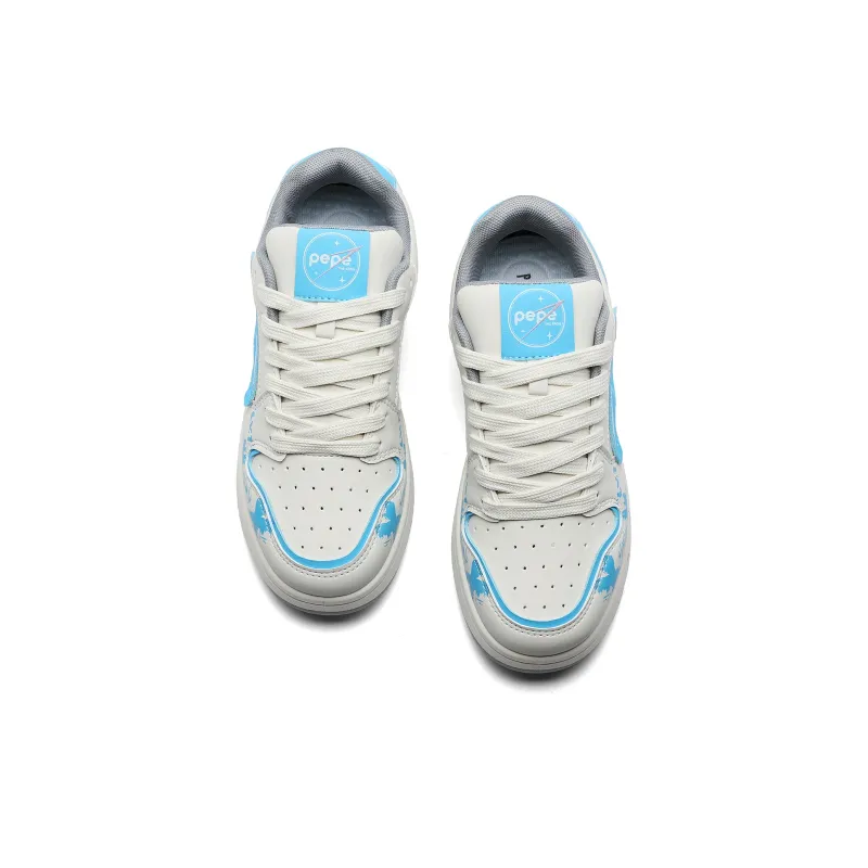 Pepe The Frog Skateboard Shoes Unisex Low Top Black & White/Beige Blue-12