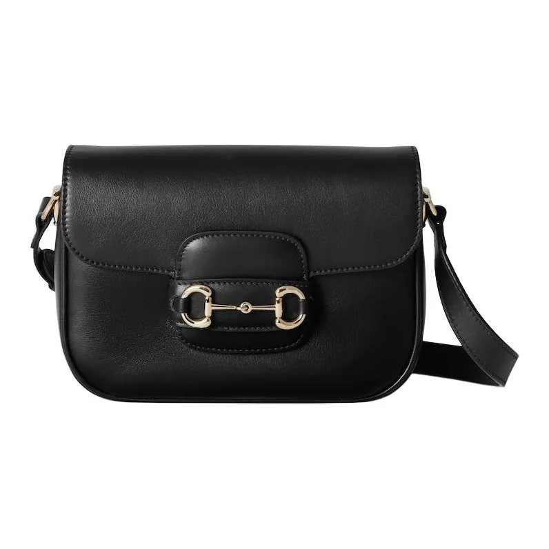 GUCCI Horsebit Leather Shoulder Bag Mini Women's Black-0