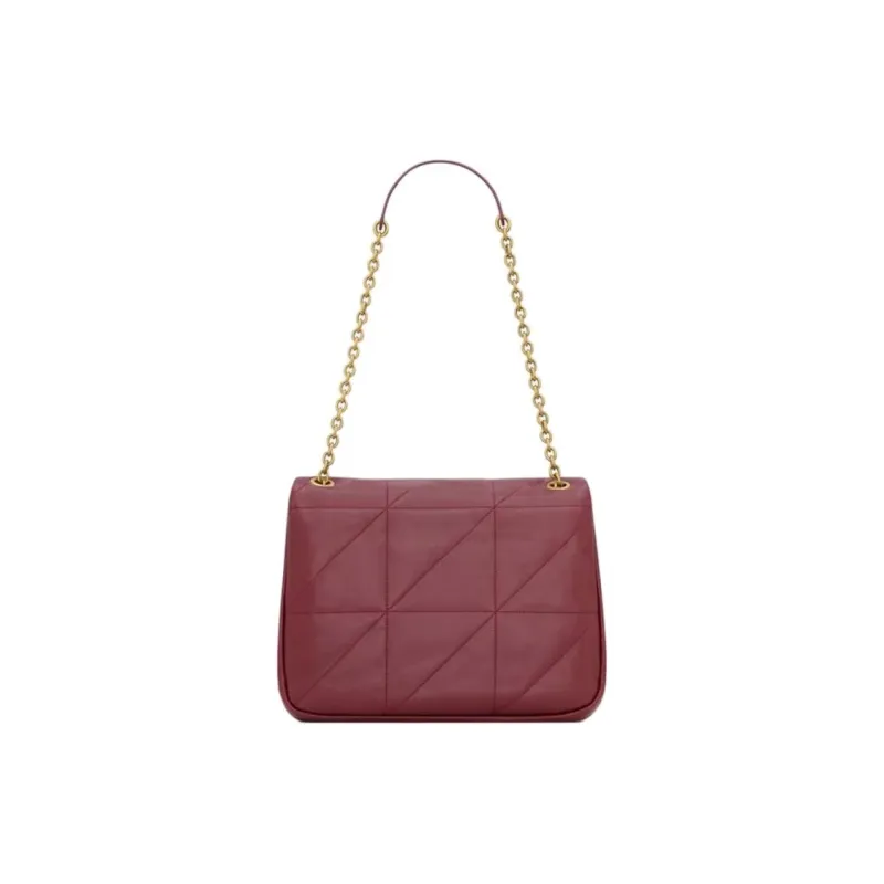 SAINT LAURENT Lambskin Shoulder Bag Medium Size Unisex Merlot Red-4