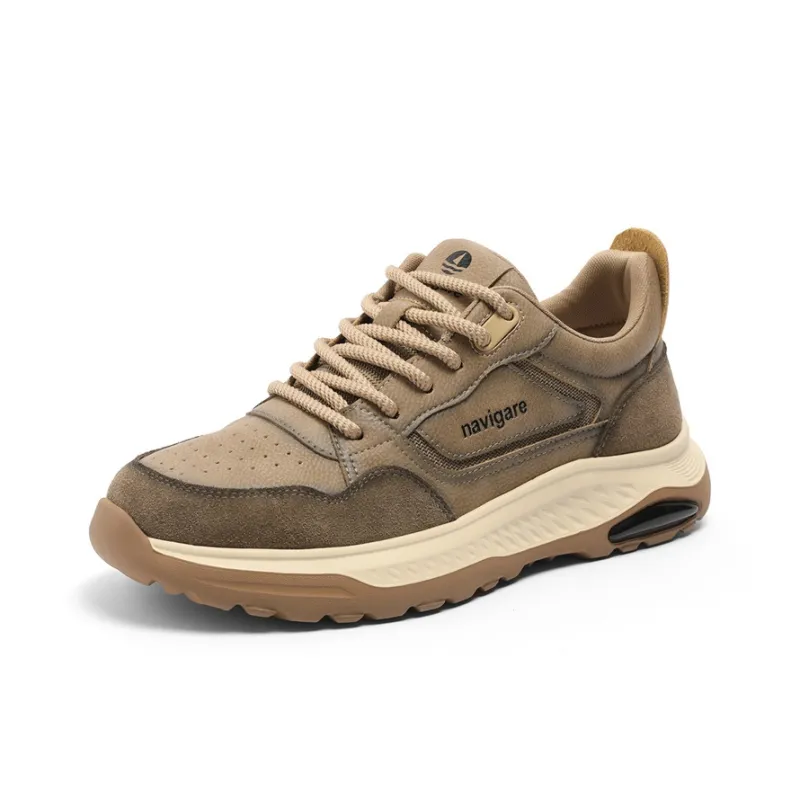 NAVIGARE Small Sailboats Height Increasing Low Top Casual Shoes Men's Khaki-2