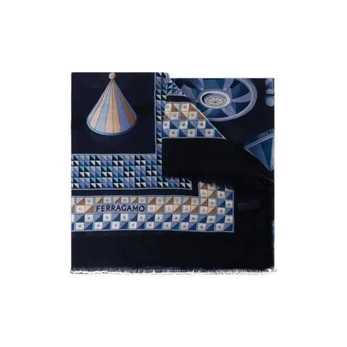 Ferragamo Graphic Printed Frayed Edge Scarf