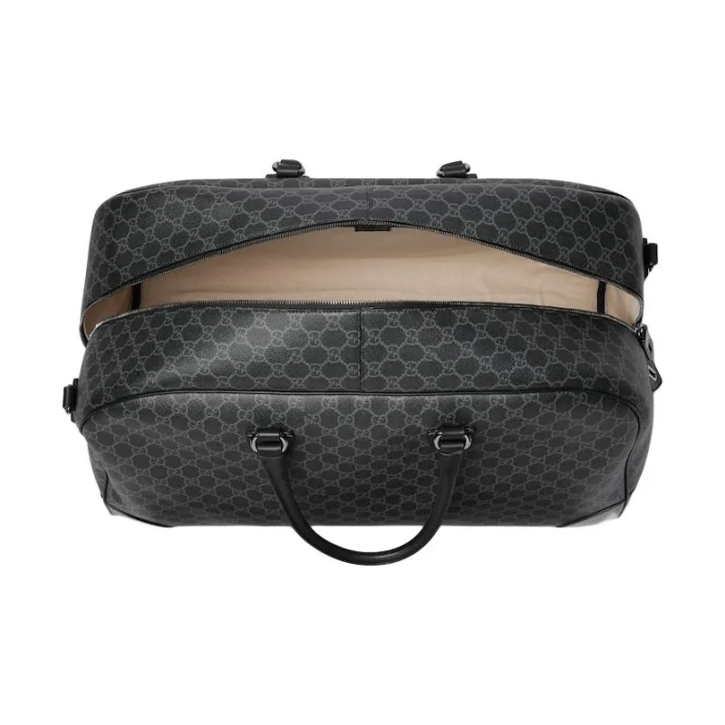 GUCCI GG Emblem Monogram Coated Fabric Travel Bag Tubas Men's Black-4