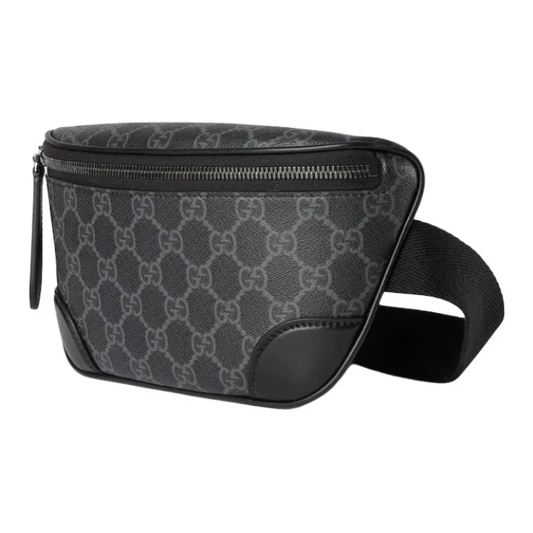 GUCCI GG Emblem Monogram Coated Fabric Fanny Pack Small Size Men's Black-1