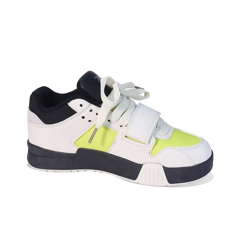 BPLB Low Top Skateboard Shoes Unisex White Neon Yellow-1