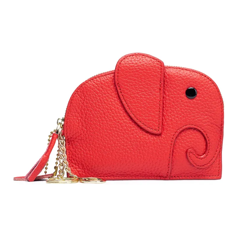 Playthings Cultural Creation Cow Leather Coin Purse Regular Unisex Solid Color-12